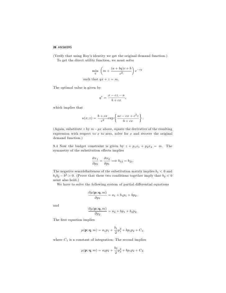 Solution Manual to Microeconomic Analysis, 3rd Edition